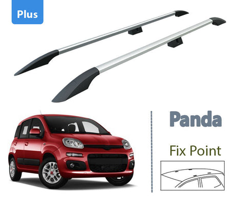 Fiat Panda 319 2011-2025 Araç Üstü Alüminyum Tavan Yan Rayları Plus Serisi - Gri