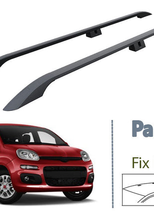 Fiat Panda 319 2011-2025 Araç Üstü Alüminyum Tavan Yan Rayları Plus Serisi - Siyah
