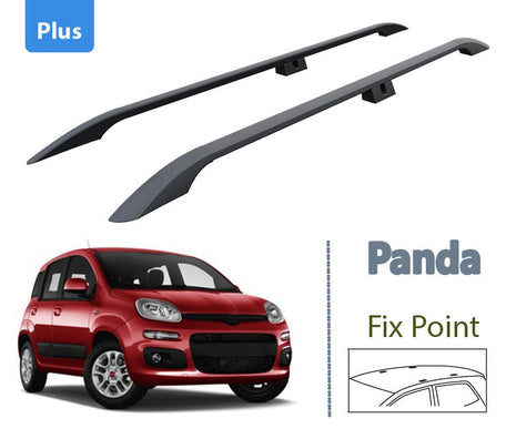 Fiat Panda 319 2011-2025 Araç Üstü Alüminyum Tavan Yan Rayları Plus Serisi - Siyah