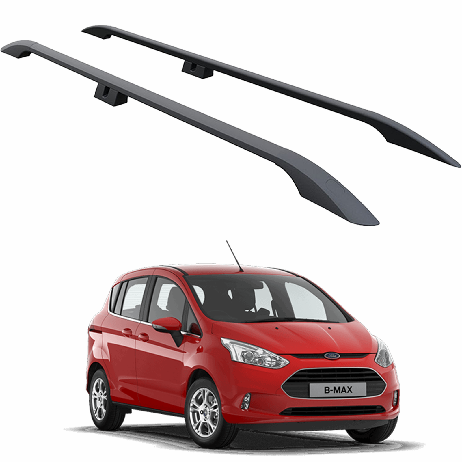 Ford B Max B232 2013-2016 Araç Üstü Alüminyum Tavan Yan Rayları Plus Serisi - Siyah