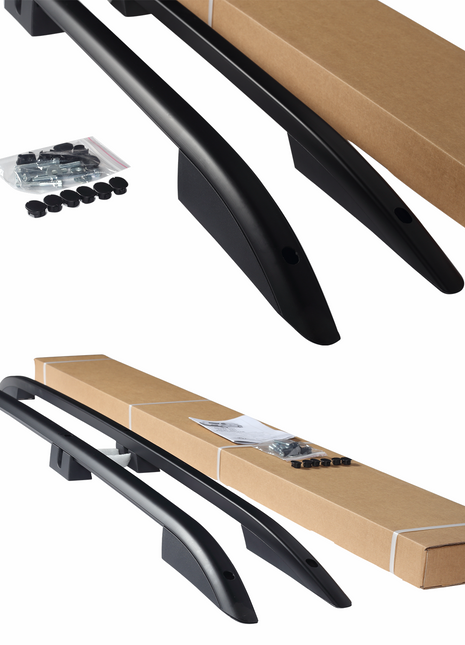 Ford Transit Connect Uzun Şase 2013-2024 Araç Üstü Alüminyum Tavan Yan Rayları Plus Serisi - Siyah