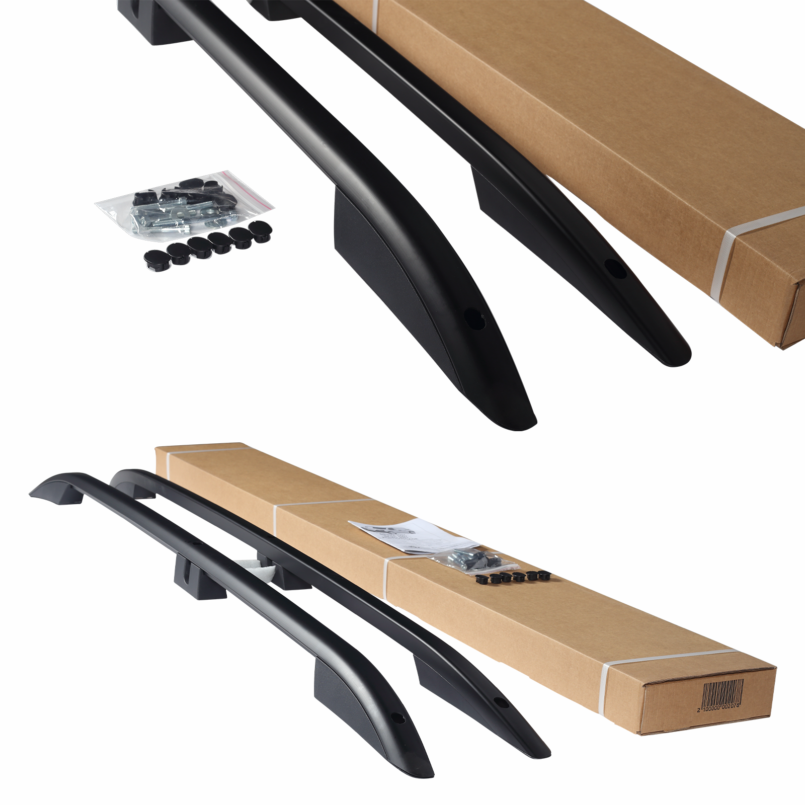 Ford Transit Connect 2013-2024 Araç Üstü Alüminyum Tavan Yan Rayları Plus Serisi Uzun Şase - Siyah