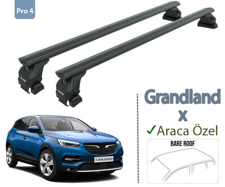 Opel Grandland X 2017-2025 Oluksuz Üst Tavan Portbagaj Taşıyıcı Ara Atkısı Toros Serisi Pro 4 Siyah