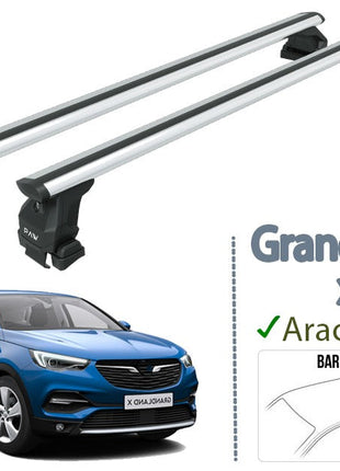 Opel Grandland X 2017-2025 Oluksuz Üst Tavan Portbagaj Taşıyıcı Ara Atkısı Toros Serisi Pro 4 Gri