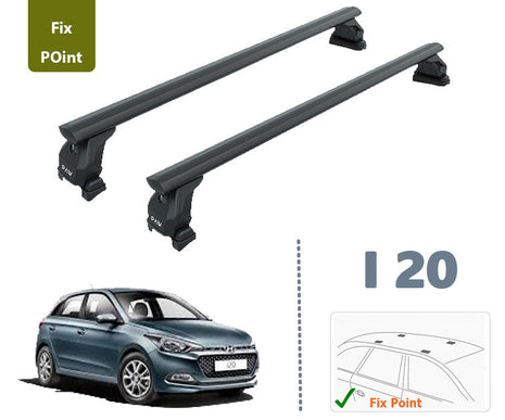 Hyundai i20 2014-20 Tavan Taşıyıcı Ara Barlar – Vidalı Montaj, Toros Fix Pro, Pro 6 Alu Siyah