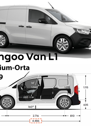 Renault Kangoo Kısa Şase 2021-2025 Araç Üstü Alüminyum Tavan Yan Rayları Plus Serisi - Gri
