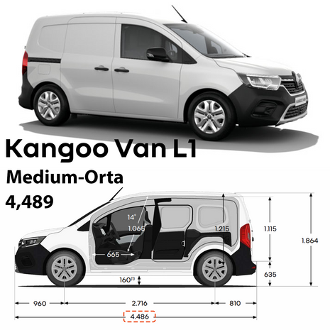 Renault Kangoo Kısa Şase 2021-2025 Araç Üstü Alüminyum Tavan Yan Rayları Plus Serisi - Siyah