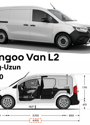 Renault Kangoo Uzun Şase 2021-2025 Araç Üstü Alüminyum Tavan Yan Rayları Plus Serisi - Siyah
