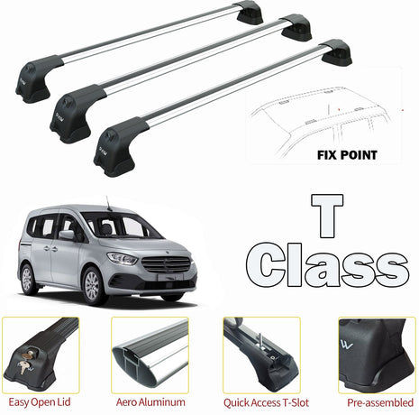 Mercedes Benz T 2022-2025 3Qty Portbagaj Taşıyıcı Ara Atkı Aparatı Paw Pro 3 Gri