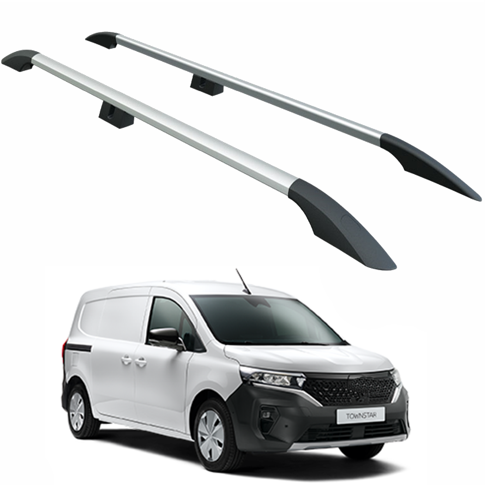 Nissan Townstar Uzun Şase 2021-2025 Araç Üstü Alüminyum Tavan Yan Rayları Plus Serisi - Gri