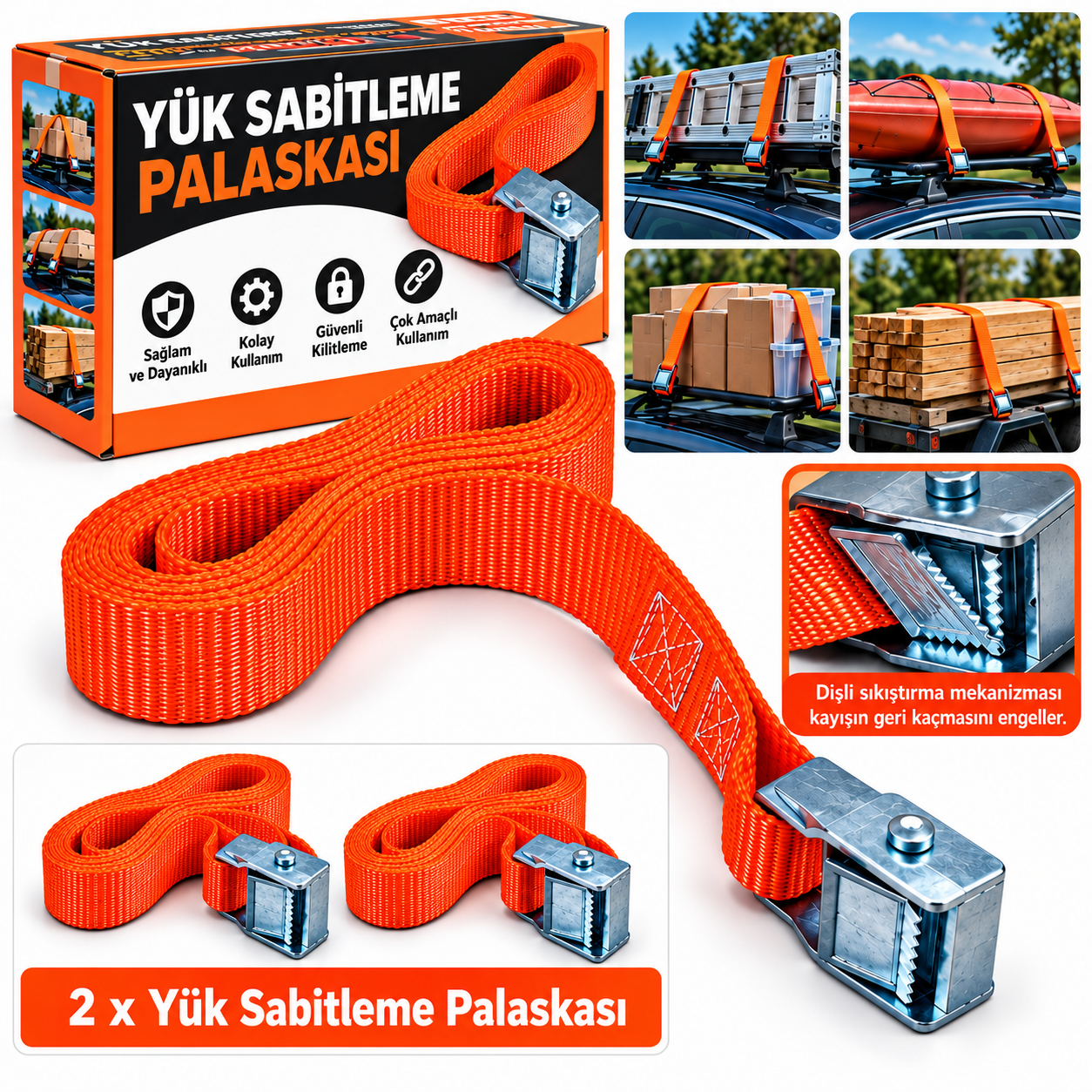 Araç Üstü  Yük Sabitleme Palaskası 2x