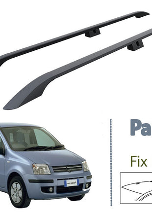 Fiat Panda 169 2003-2012 Araç Üstü Alüminyum Tavan Yan Rayları Plus Serisi - Siyah
