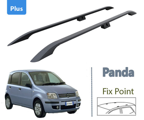 Fiat Panda 169 2003-2012 Araç Üstü Alüminyum Tavan Yan Rayları Plus Serisi - Siyah