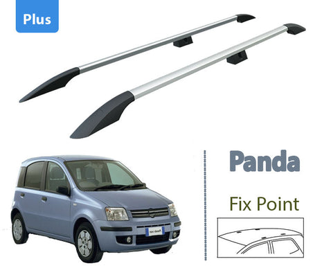 Fiat Panda 169 2003-2012 Araç Üstü Alüminyum Tavan Yan Rayları Plus Serisi - Gri