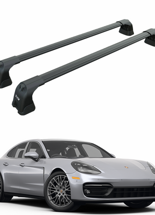 For Porsche Panamera 2009-2016 Roof Rack Cross Bars Fix Point Alu Black