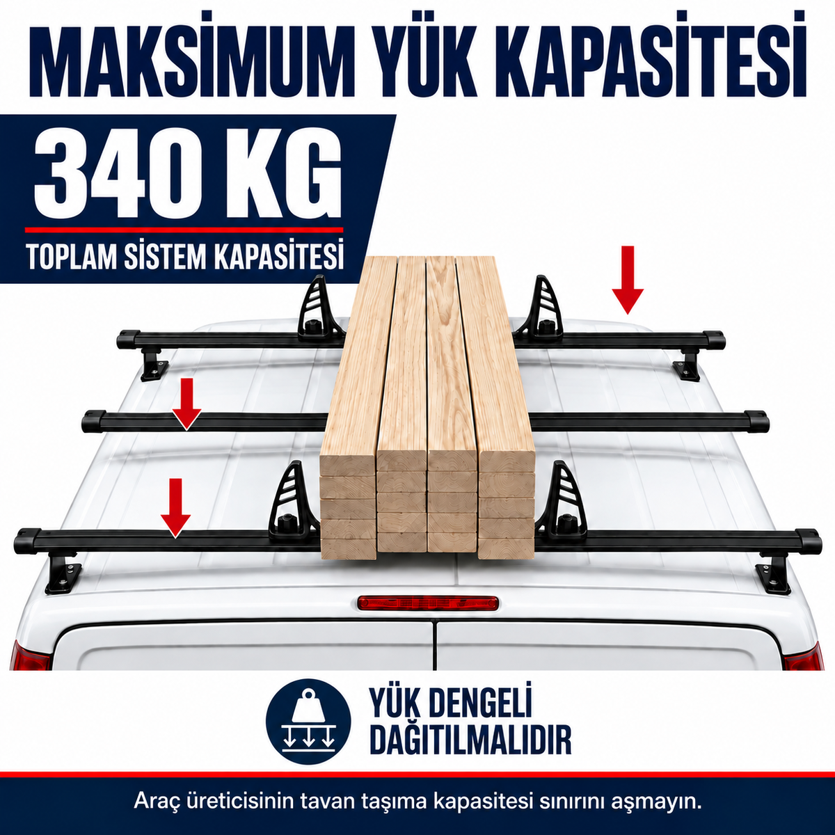 Volkswagen Caddy 2020-2026 Araç Üstü Merdiven Sabitleyici, Yük Taşıma Sistemleri Pratik Serisi 2 Adet