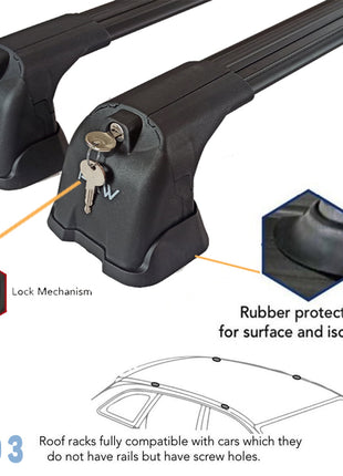 Opel&Vauxhall Vivaro (Mk3) Van Lwb 2019-2025 2 Pcs Roof Rack + 2 Pcs Cross Bars Aluminum Gri