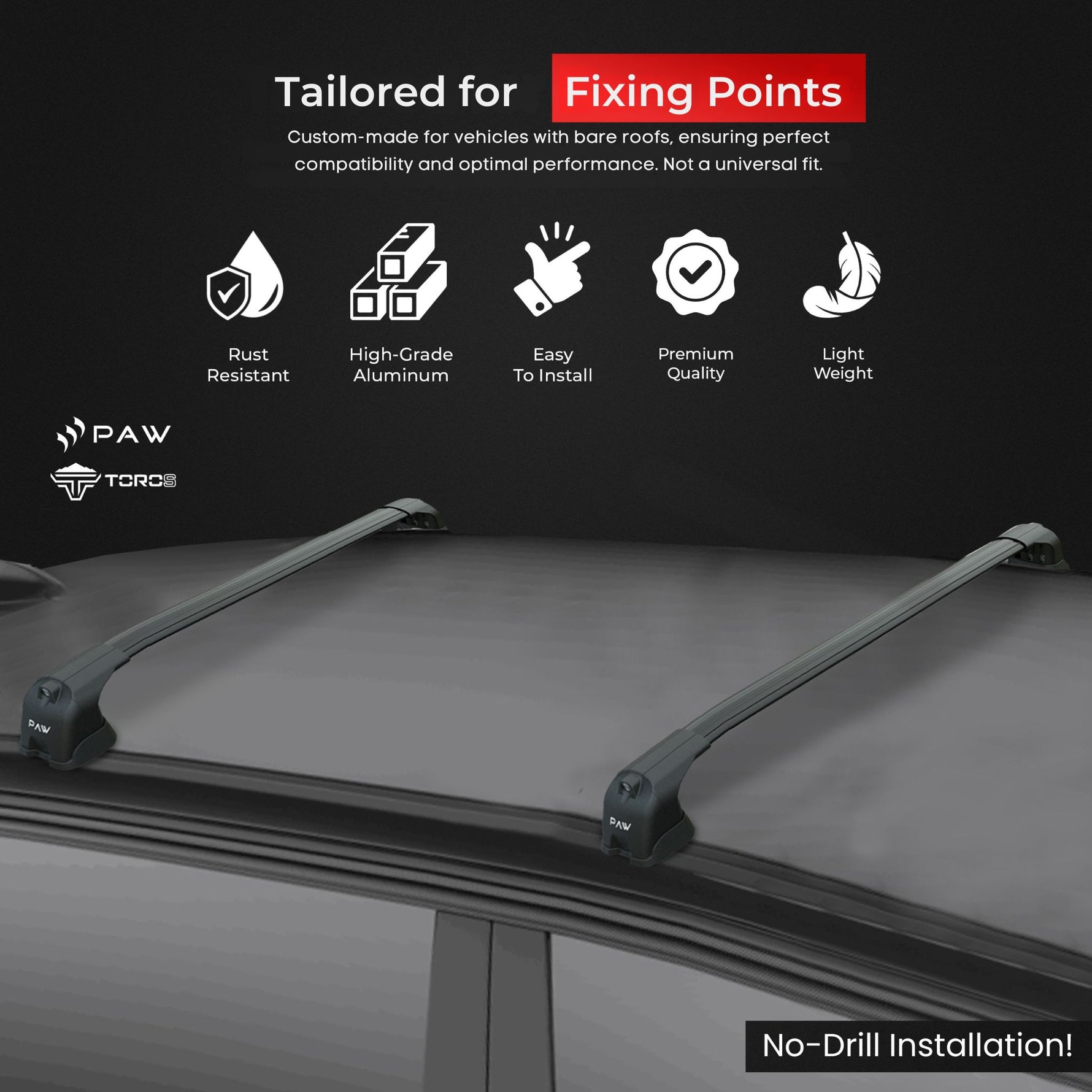 Fiat Palio Weekend 1997-2000 Araç Üstü Alüminyum Tavan Yan Rayları Plus Serisi - Siyah