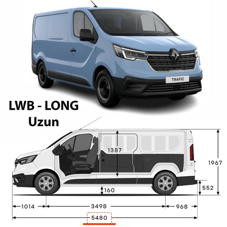 Renault Trafic X82 Uzun Şase (2014-2025) Araç Üstü Alüminyum Tavan Yan Rayları Plus Serisi - Gri