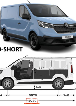 Renault Trafic X82 Kısa Şase (2014-2025) Araç Üstü Alüminyum Tavan Yan Rayları Plus Serisi - Gri