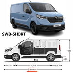 Renault Trafic X82 Kısa Şase (2014-2025) Araç Üstü Alüminyum Tavan Yan Rayları Plus Serisi - Siyah