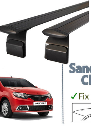 Dacia Sandero 2013-2020 Roof Rack System, Aluminium Cross Bar, Siyah
