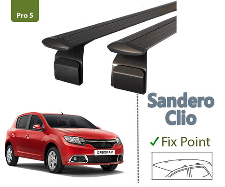Dacia Sandero 2013-2020 Roof Rack System, Aluminium Cross Bar, Siyah