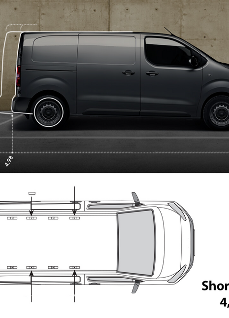 Fiat Scudo Kısa (2021-2025) Alüminyum Tavan Rayları, Plus Serisi - Gri
