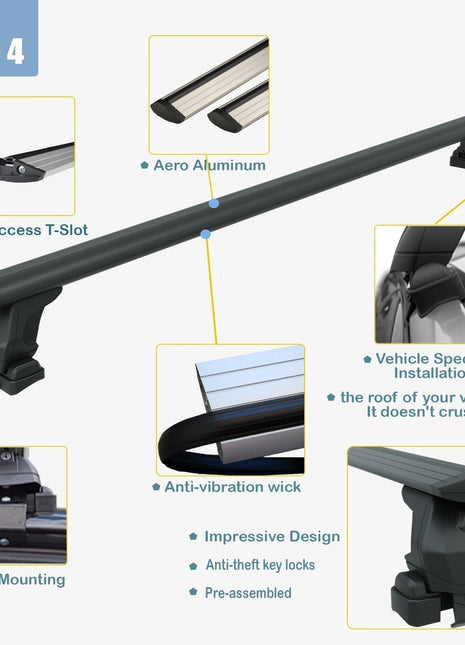 Renault Captur 2019-2025 Oluksuz Üst Tavan Portbagaj Taşıyıcı Ara Atkısı Toros Serisi Pro 4 Siyah